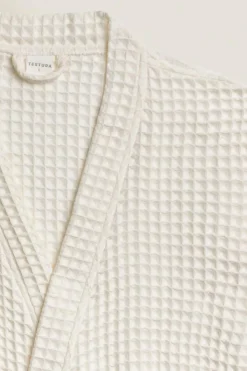 Textura Albornoz algodón branco Clearance
