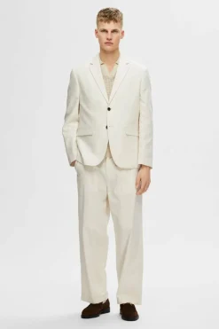Selected Americana de linho Regular Fit. Branco Fashion