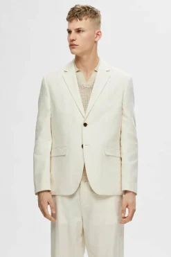 Selected Americana de linho Regular Fit. Branco Fashion
