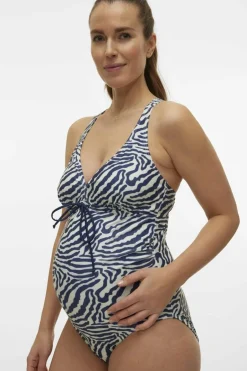 Mamalicious Bañador maternity lactancia print cebra azul Fashion