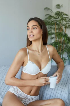 Women'secret BEAUTIFUL Soutien clássico enchimento renda branco New