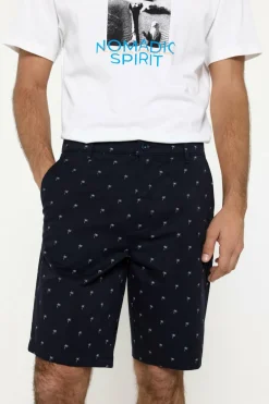Milano Bermuda de algodão com micro estampado Estampado azul New