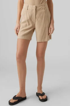 Vero Moda Bermudas de linho Castanho Fashion