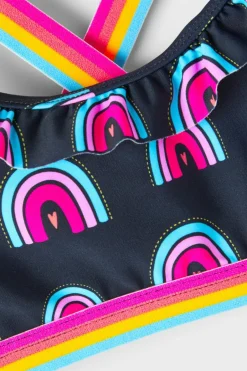 Name it Biquíni de menina contraste de arco-íris com detalhe de folho azul Online