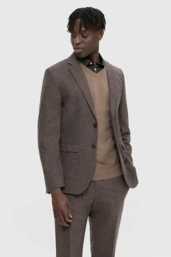 Selected Blazer estrutura de lã reciclada. Castanho Fashion