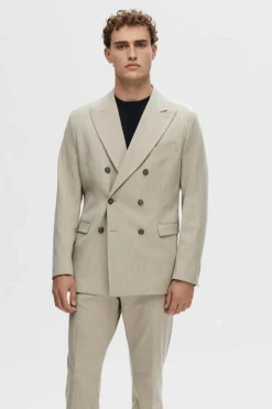 Selected Blazer Slim Fit com risca diplomática confecionado com materiais reciclados Castanho Best