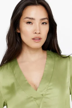 Cortefiel Blusa acetinada cetim Verde Discount