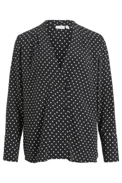 Vila Blusa bolas Preto Fashion