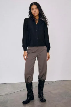Object Blusa bordada Preto Discount