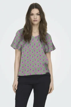 Only Blusa com decote em bico verde Outlet
