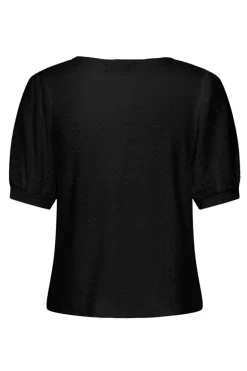 Pieces Blusa com decote em forma de Ou e manga curta. preto Fashion