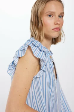 Springfield Blusa Crepe Ninho de Abelha azul New