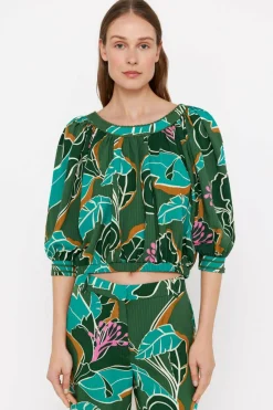 Cortefiel Blusa cropped estampada Multicolorido Fashion