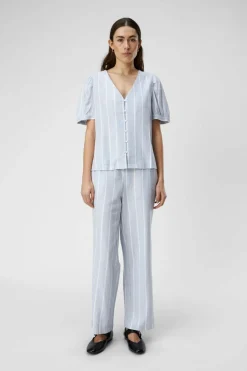 Object Blusa de linho com estampados às riscas Azul Clearance