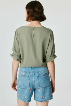 Pieces Blusa de manga 3/4 verde Hot
