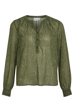 Vila Blusa de manga comprida Verde Fashion