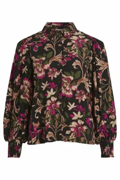 Vila Blusa de manga comprida Preto Fashion