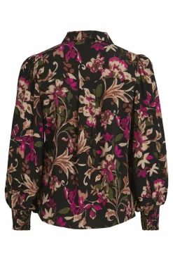 Vila Blusa de manga comprida Preto Fashion