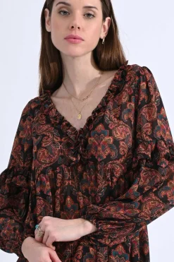 Molly Bracken Blusa de manga comprida com estampado e folhos Granada Fashion