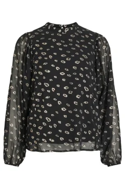Vila Blusa de manga comprida semitransparente Preto Hot