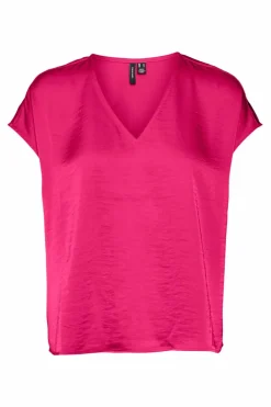 Vero Moda Blusa de manga curta com gola em V Fashion