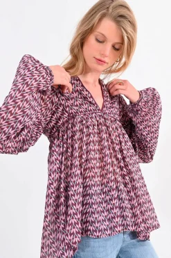 Molly Bracken Blusa de mulher de manga comprida com estampado Multicolorido Outlet