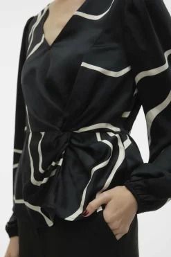 Vero Moda Blusa de mulher de manga comprida com nó lateral Clearance
