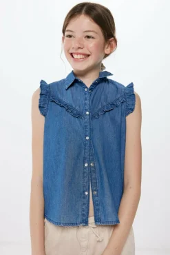 Springfield Kids Blusa denim menina azul New