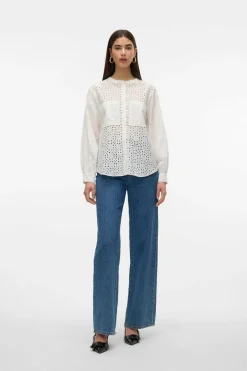 Vero Moda Blusa detalhes rendilhados Branco Online