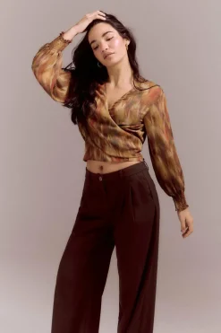 Slowlove Blusa estampada com laçada Verde Hot
