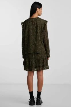 Pieces Blusa estampada de manga comprida verde Outlet