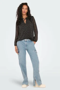 Only Blusa fluida com gola mao New