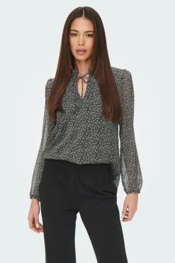 Only Blusa fluida com gola mao New