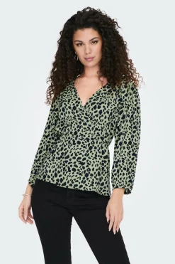 Only Blusa manga 3/4 cruzada verde Sale