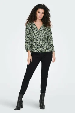 Only Blusa manga 3/4 cruzada verde Sale