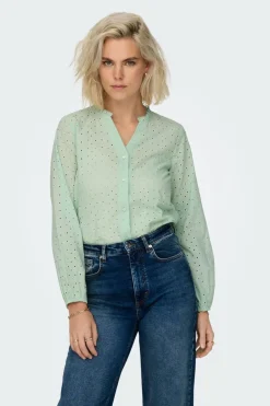 Only Blusa manga comprida renda inglesa New