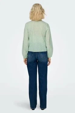 Only Blusa manga comprida renda inglesa New
