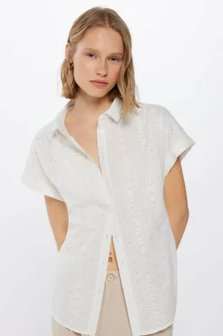 Springfield Blusa Manga Curta Bordado Suíço Outlet