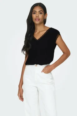 Only Blusa manga curta renda New