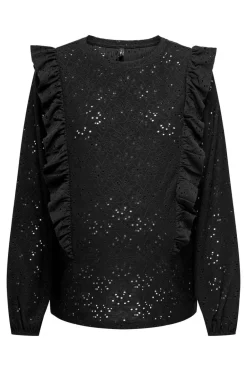 Only Maternity Blusa manga larga volantes maternity preto Discount