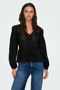 JDY Blusa recortada com folho preto Sale