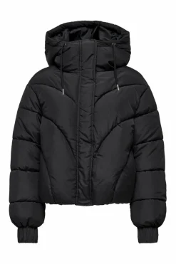 JDY Blusão de plumas curto acolchoado preto Best