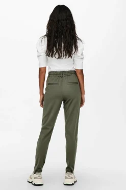 Only Calça comprida reta elástica de cintura alta cinzento Hot