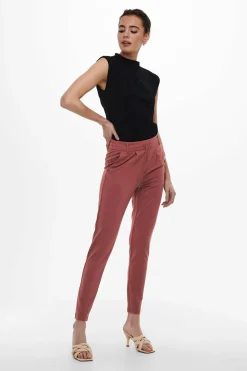 Only Calça comprida reta elástica de cintura alta Best
