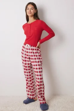 Women'secret Calça de pijama xadrez vermelha estampado Outlet
