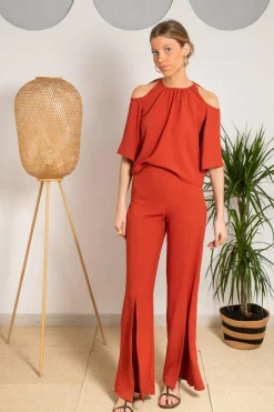 Cul Sac Calças Bristol Verde-Esmeralda vermelho Sale