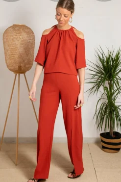 Cul Sac Calças Bristol Verde-Esmeralda vermelho Sale