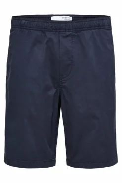 Selected Calças curtas chino com cintura elástica de algodão reciclado. Fashion