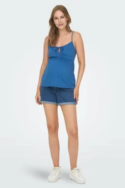 Only Maternity Calças curtas denim maternity azul Online