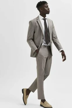 Selected Calças de fato slim fit estrutura Castanho Sale